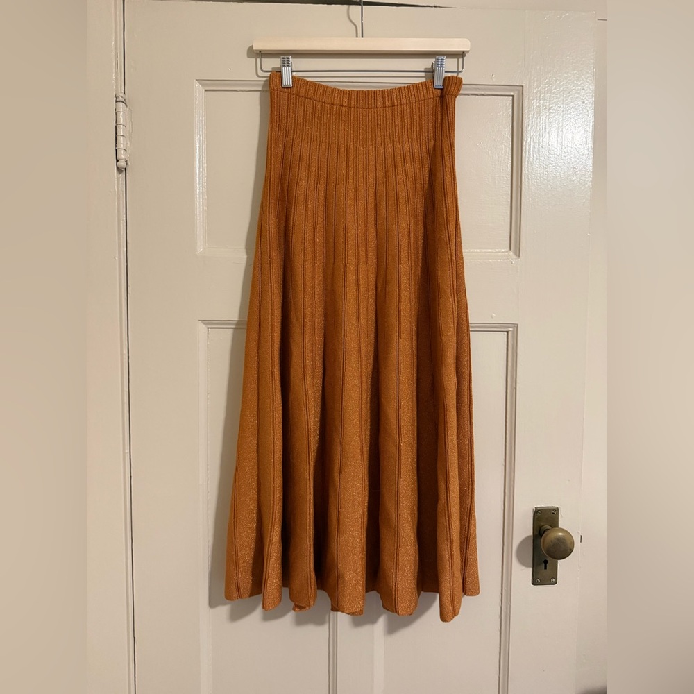 Shimmery rust Ronny Kobo midi skirt